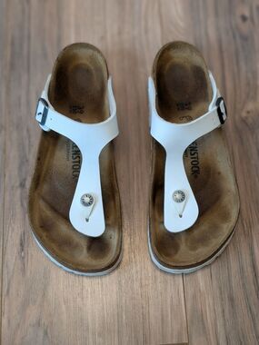 Birkenstock Gizeh White Thong Sandals, 39 Regular Fit